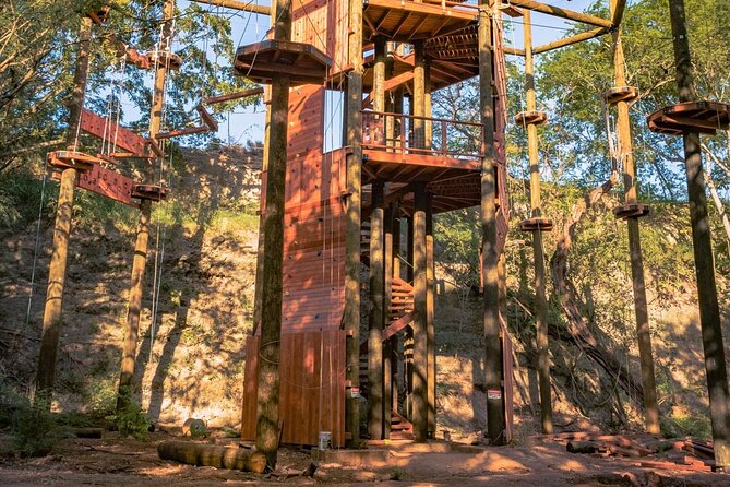 6 Zipline & Adventure Tower EPIC COMBO - Adventure Tower at 60 feet: ropes, wobbly bridges, rail surfing