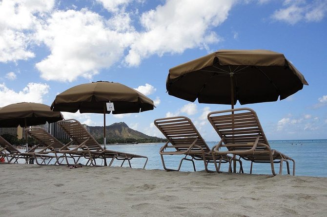 Beach Umbrella and Chair Set Rental - Your Waikiki Beach Setup: One Umbrella, Two Lounge Chairs