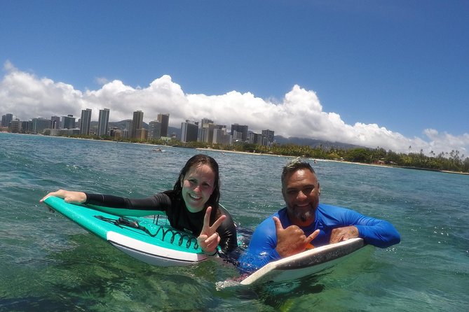 Bodyboarding 1-to-1 Private Lesson with Waikiki Courtesy Shuttle - Ohana Surf Center at Waikiki Beach Marriott: gear up before you hit the sand