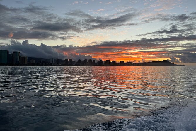 Friday Night Waikiki Fireworks Cruise - On board: restroom, guide in English, and soft drinks (plus optional alcohol)