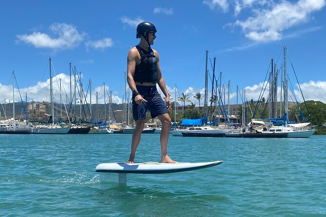Premium eFoil Lesson near Waikiki - Equipment and Safety Gear: Premium Flite Board, Radio Helmets